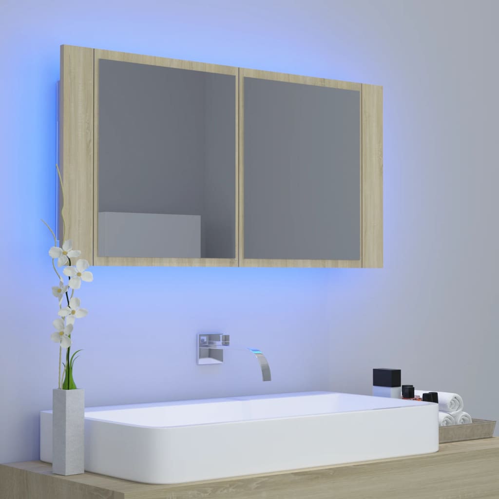 LED-peeglikapp Sonoma tamm 90x12x45 cm, akrüül