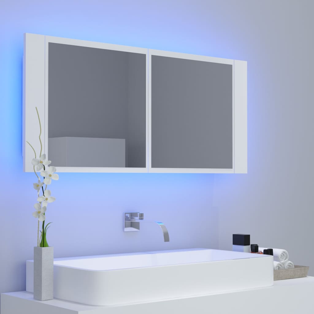 LED-peeglikapp valge 100x12x45 cm, akrüül