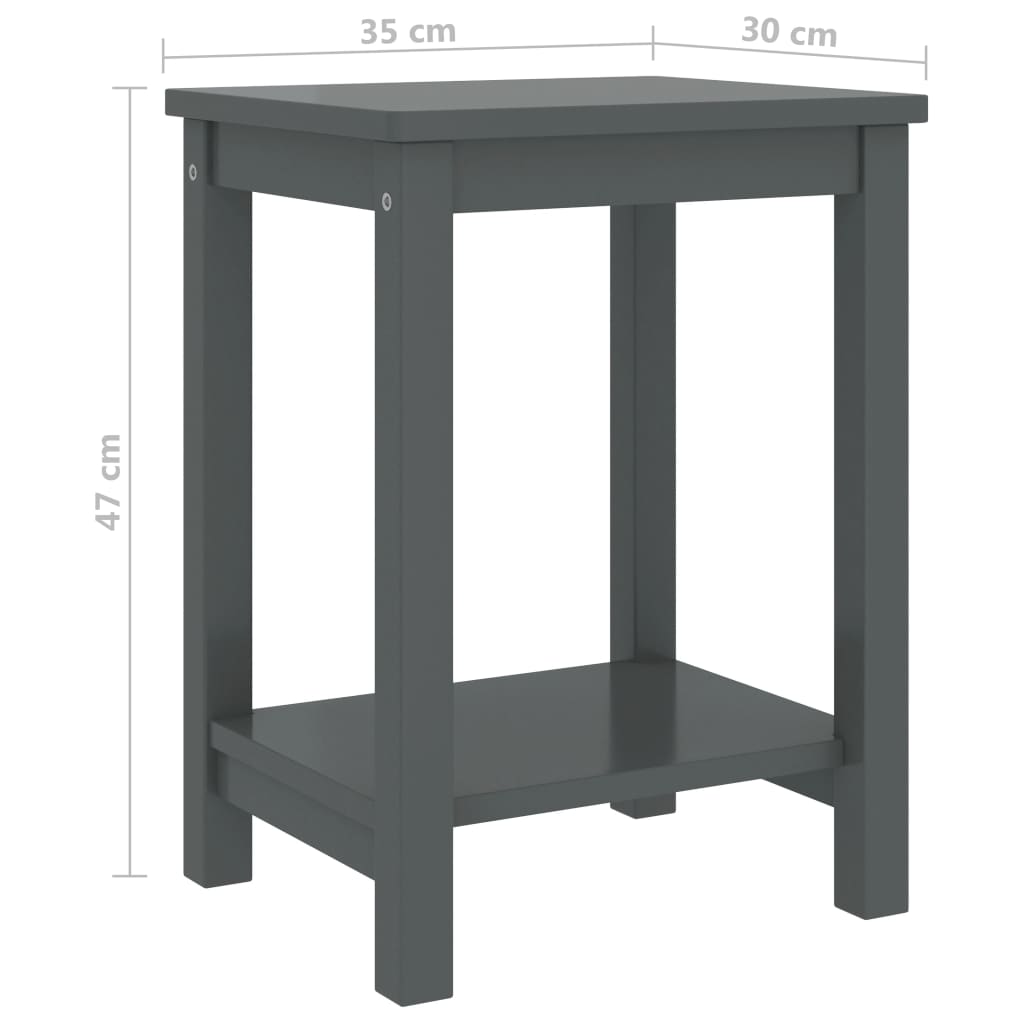 тумбочка прикроватная, темно-серая 35 x 30 x 47 см, сосна