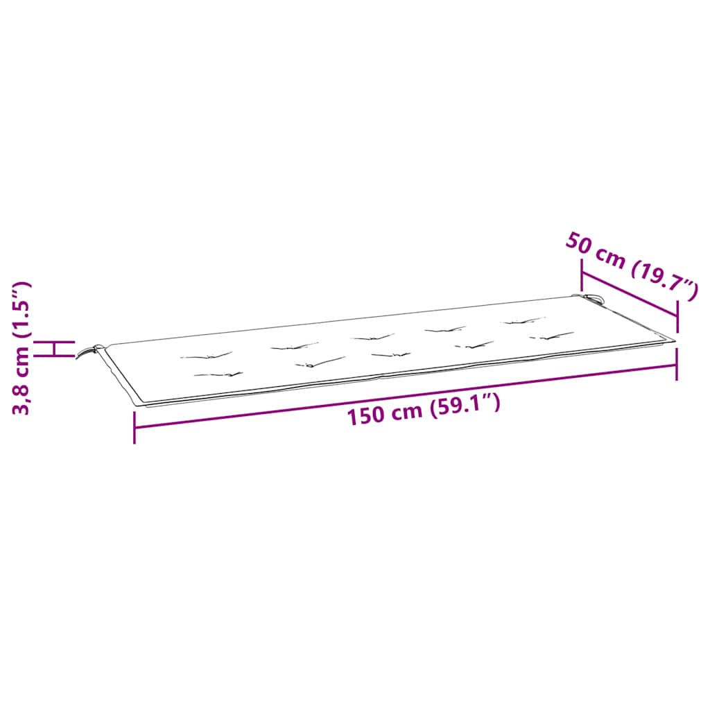 3-kohaline aiapink padjaga 150 cm, hall, eukalüptipuit