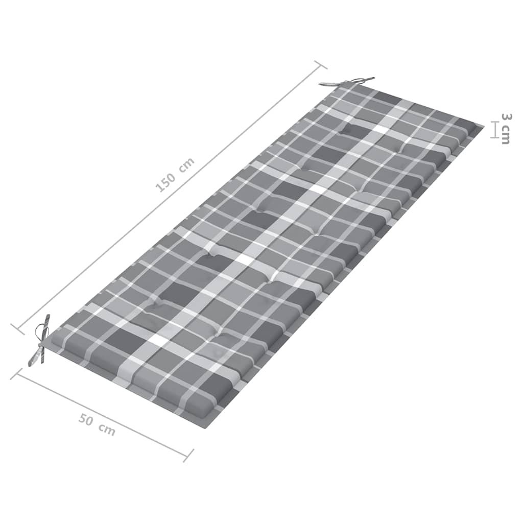 3-kohaline aiapink padjaga 150 cm, hall, eukalüptipuit