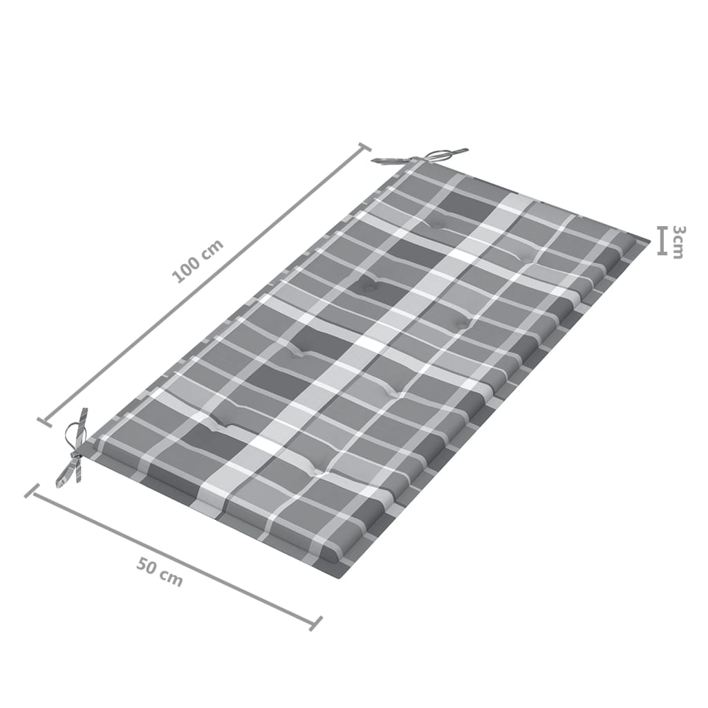 aiapink halli ruudumustriga padjaga, 112 cm, toekas tiikpuu