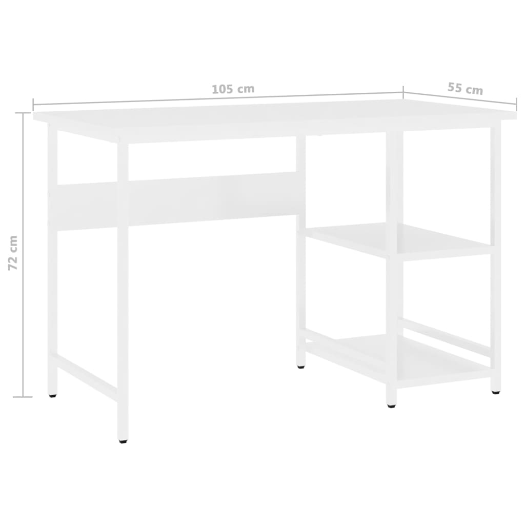 arvutilaud, valge, 105 x 55 x 72 cm, MDF ja metall