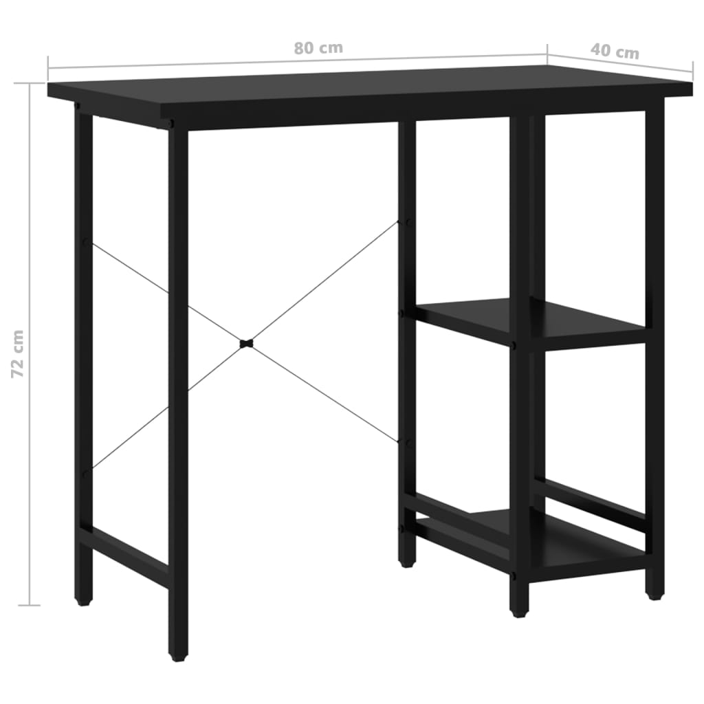 arvutilaud, must, 80 x 40 x 72 cm, MDF ja metall