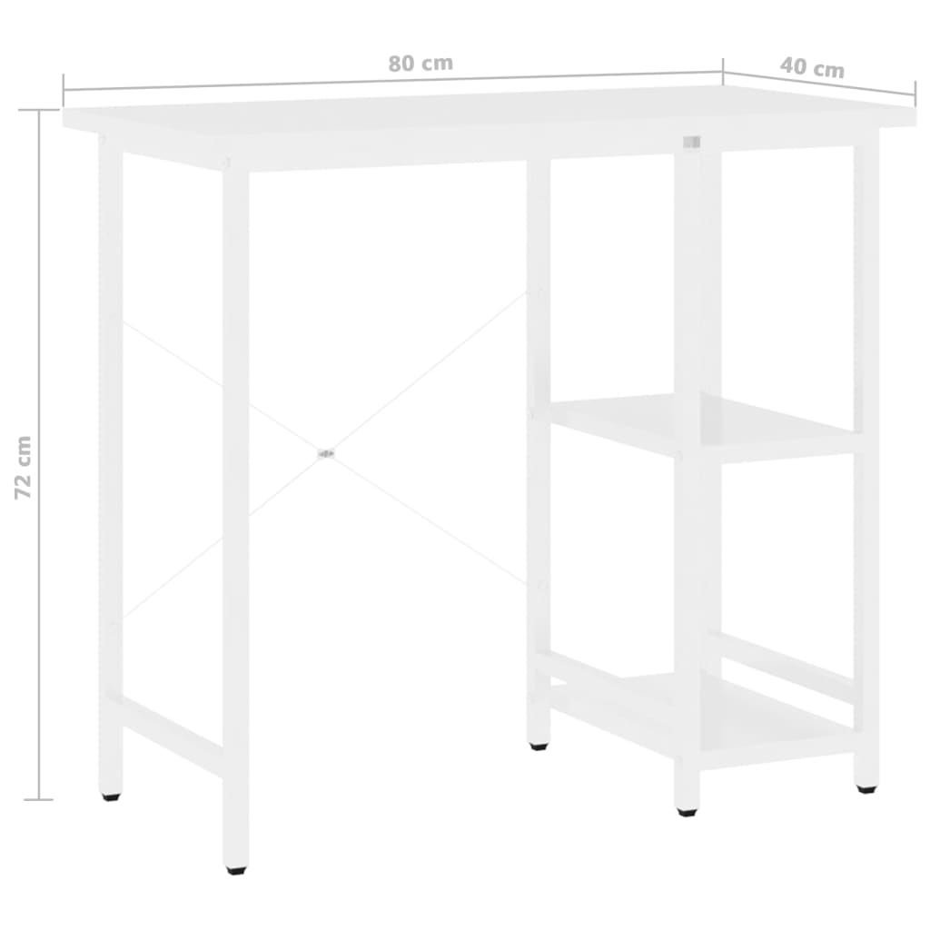 arvutilaud, valge, 80 x 40 x 72 cm, MDF ja metall