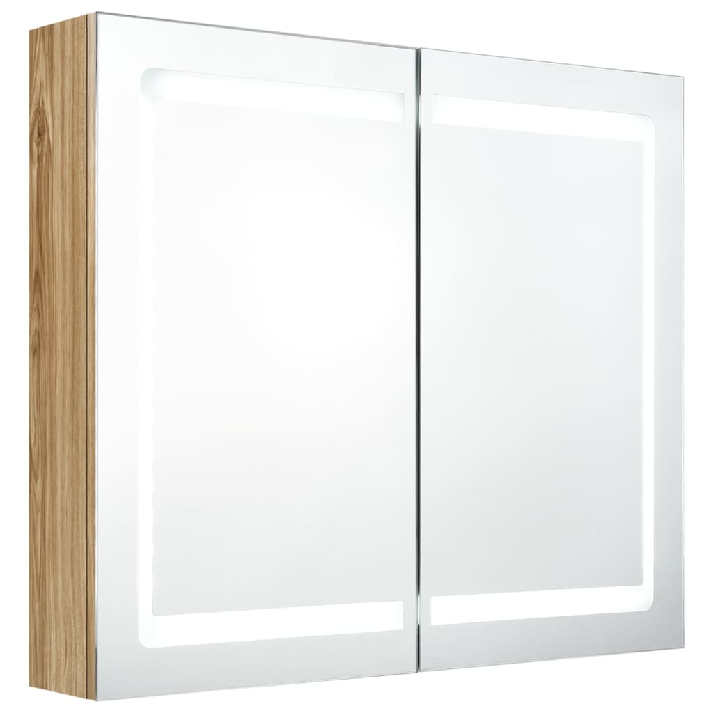 LED vannitoa peegelkapp, tamm, 80 x 12 x 68 cm