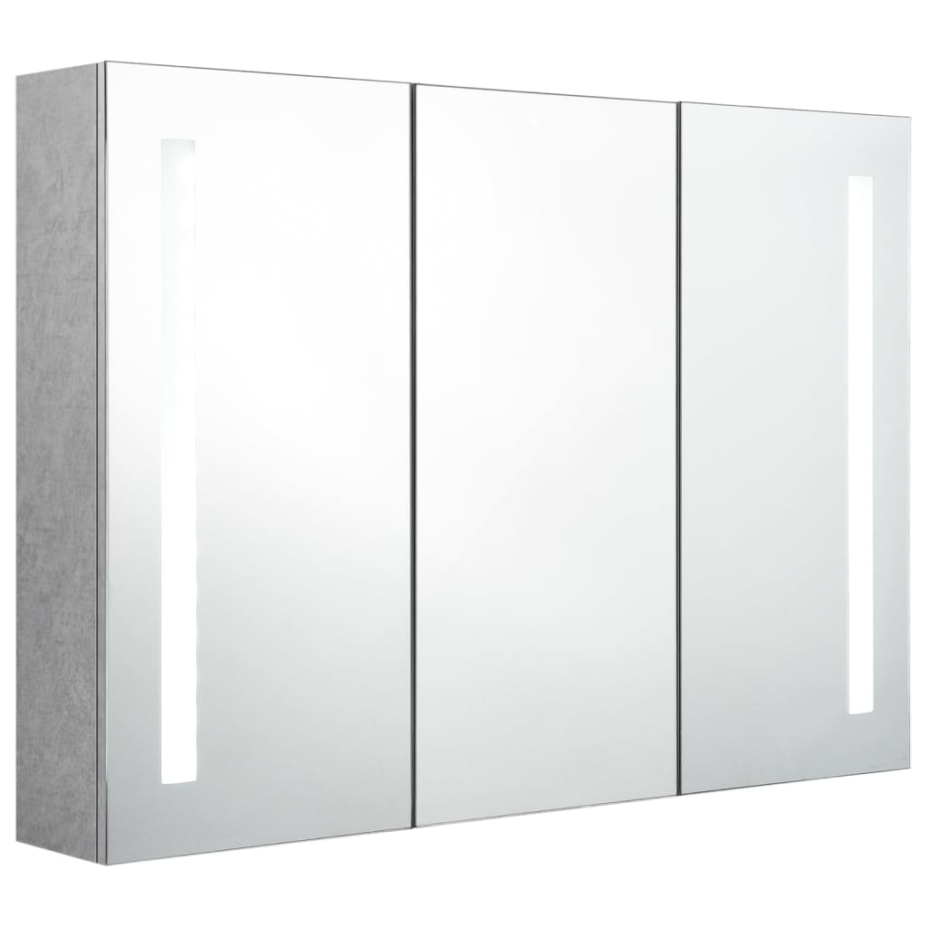 LED vannitoa peegelkapp, betoonhall, 89 x 14 x 62 cm