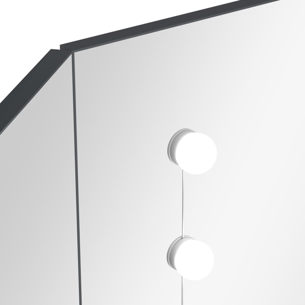 nurga tualettlaud LED-tulega, hall, 111 x 54 x 141,5 cm