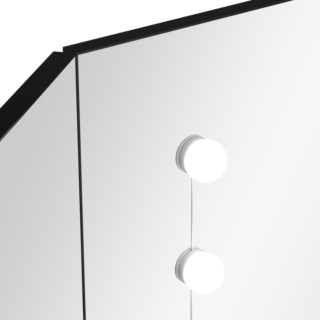 nurga tualettlaud LED-tulega, must, 111 x 54 x 141,5 cm