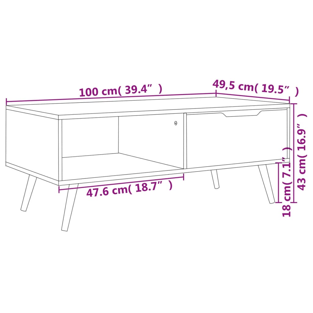 kohvilaud, must, 100 x 49,5 x 31 cm, tehispuit