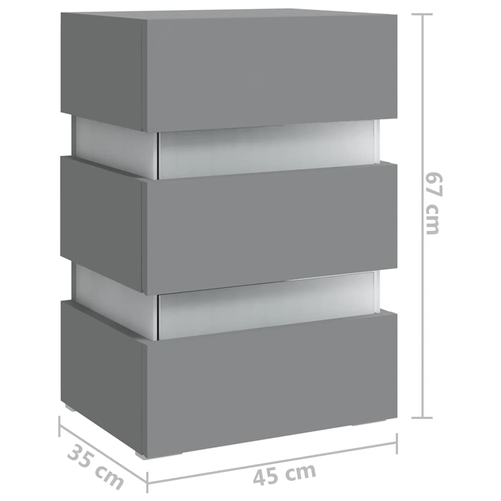 Прикроватная тумбочка со светодиодной подсветкой, серая, 45x35x67 см, искусственное дерево