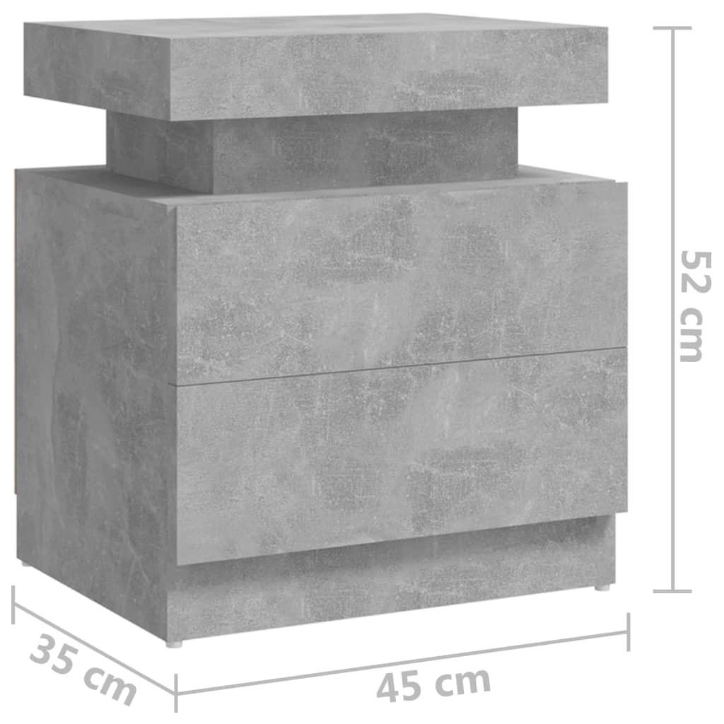 тумбочка прикроватная, бетонно-серый, 45x35x52 см, искусственное дерево