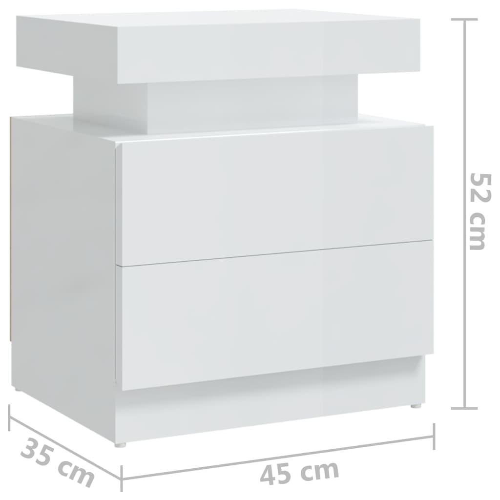 тумбочка прикроватная, глянцевая белая, 45x35x52 см, искусственное дерево