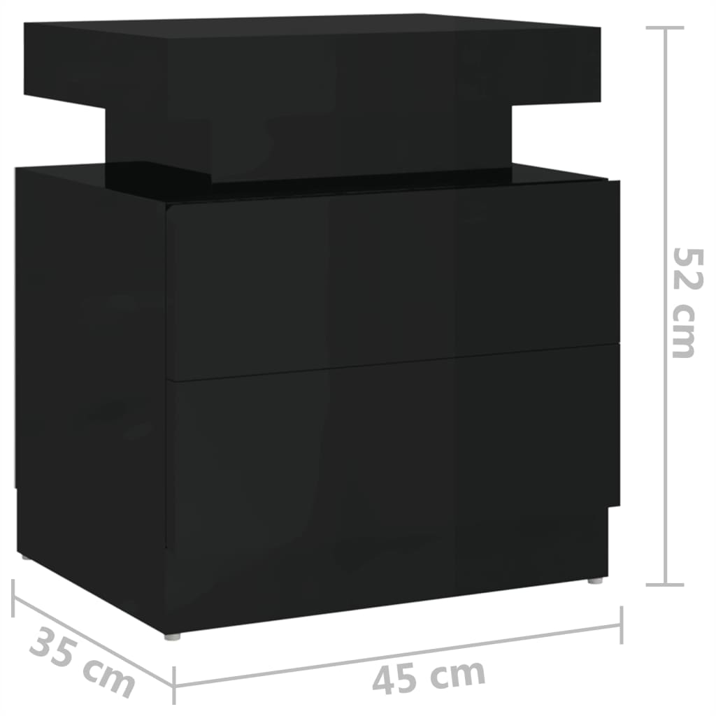 тумбочка прикроватная, глянцево-черная, 45x35x52 см, искусственное дерево