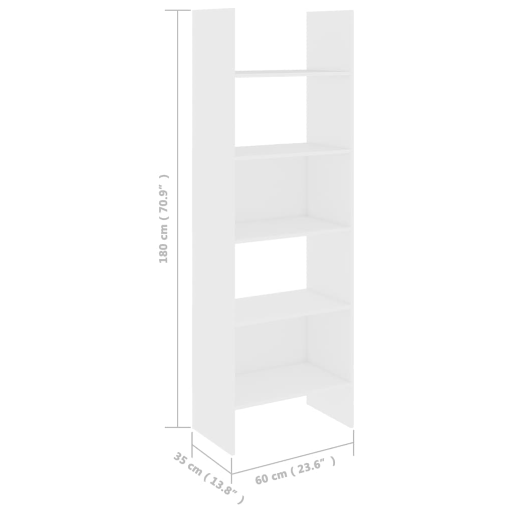 книжная полка белая 60 x 35 x 180 см искусственное дерево