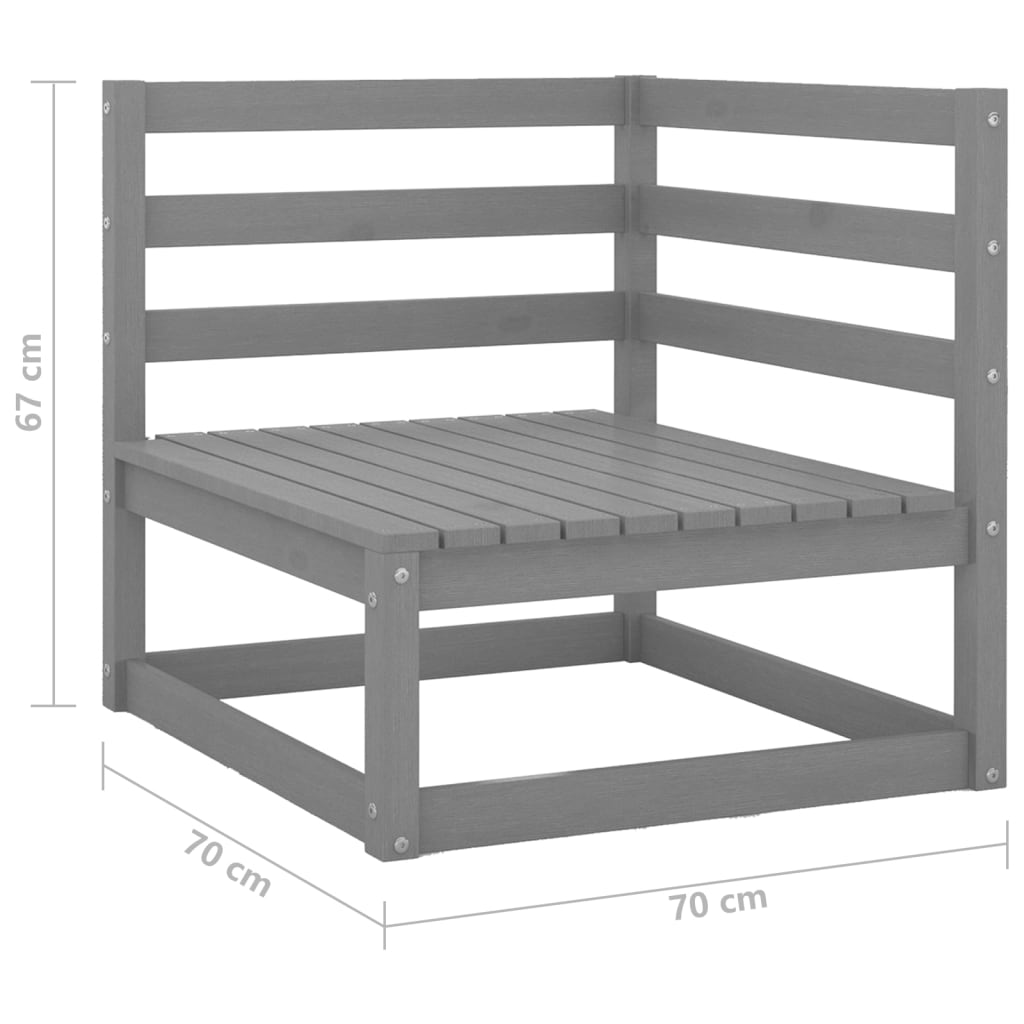 3-osaline aiamööbli komplekt, hall, männipuit