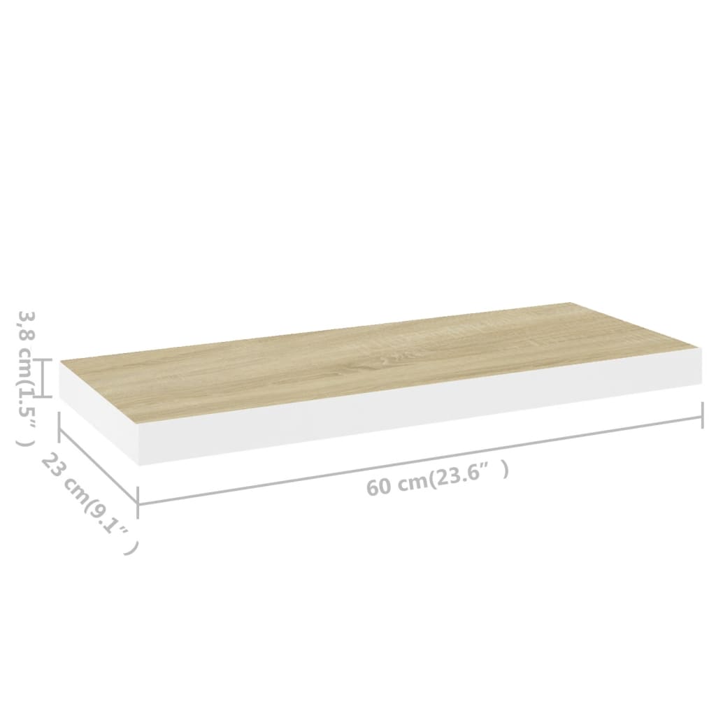 seinariiulid, 2 tk, tamm ja valge, 60 x 23,5 x 3,8 cm MDF