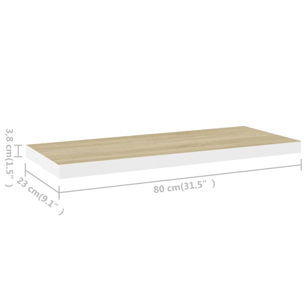 seinariiulid, 2 tk, tamm ja valge, 80 x 23,5 x 3,8 cm MDF