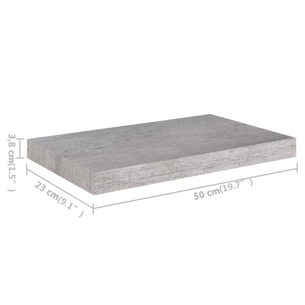 seinariiulid, 2 tk, betoonhall, 50 x 23 x 3,8 cm MDF