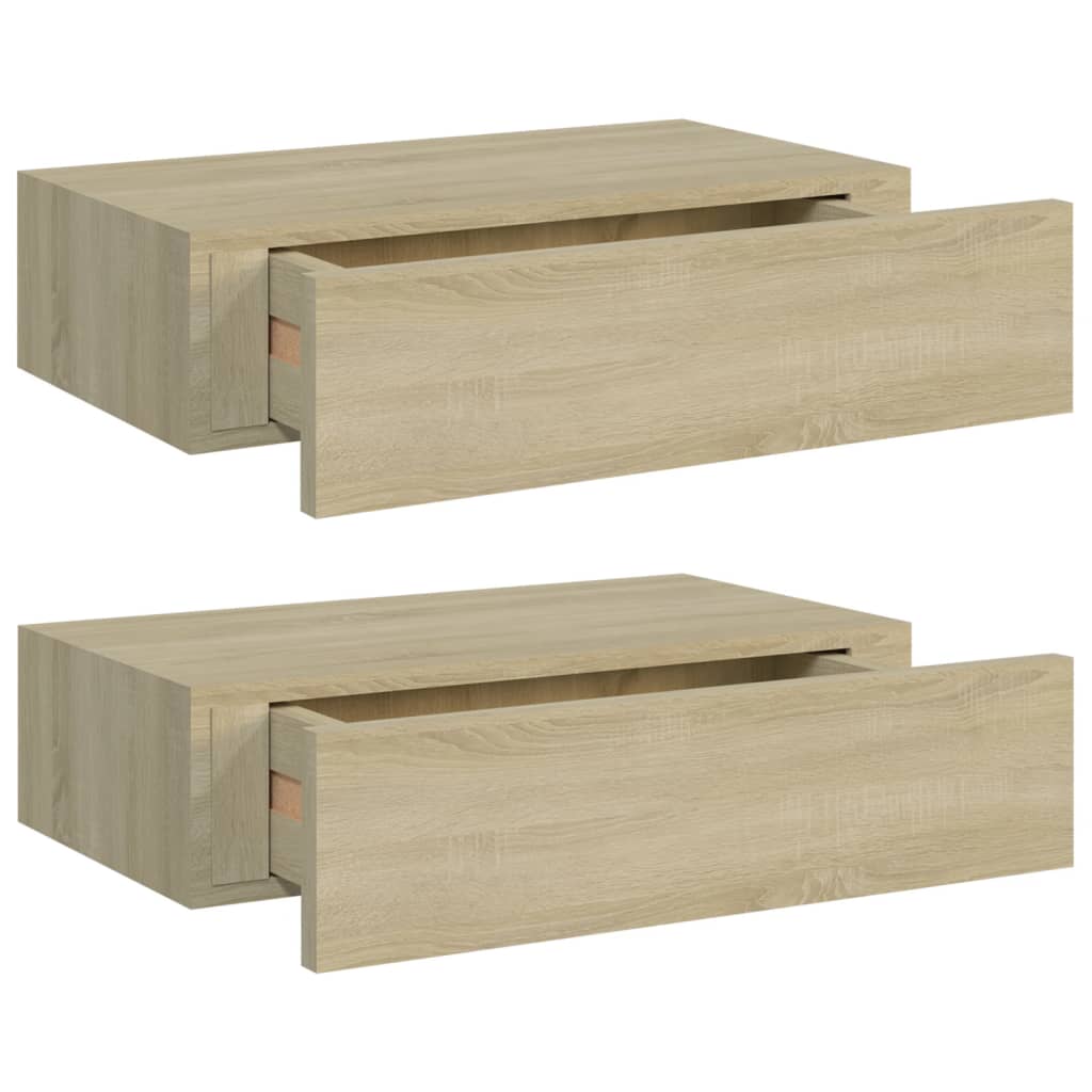 sahtlitega seinariiulid, 2 tk, tamm, 40 x 23,5 x 10 cm MDF