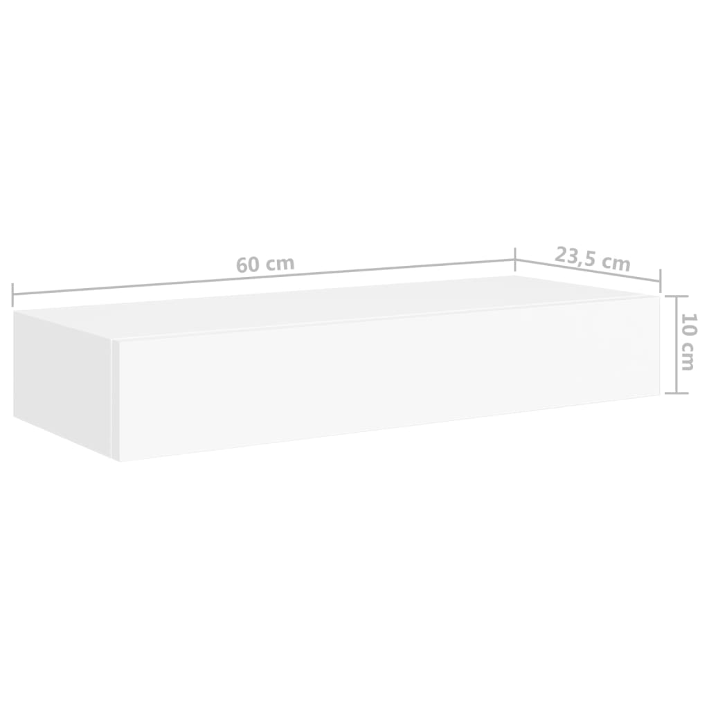 sahtliga seinariiul, valge, 60x23,5x10 cm MDF