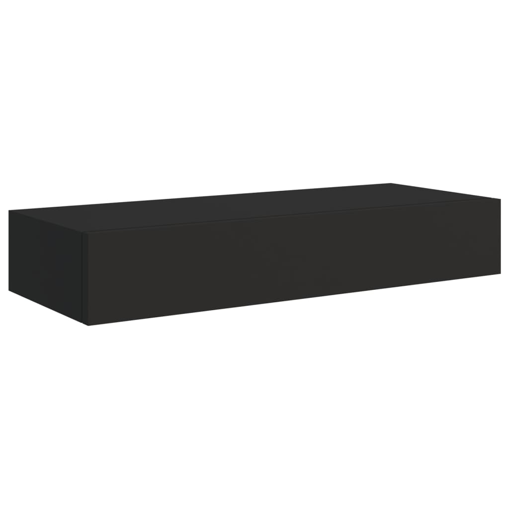 sahtlitega seinariiulid, 2 tk, must, 60 x 23,5 x 10 cm, MDF