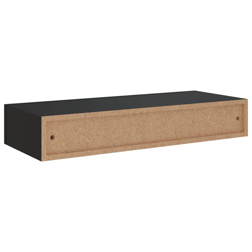 sahtlitega seinariiulid, 2 tk, must, 60 x 23,5 x 10 cm, MDF