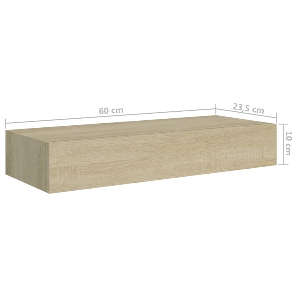 sahtliga seinariiul, tamm, 60 x 23,5 x 10 cm, MDF