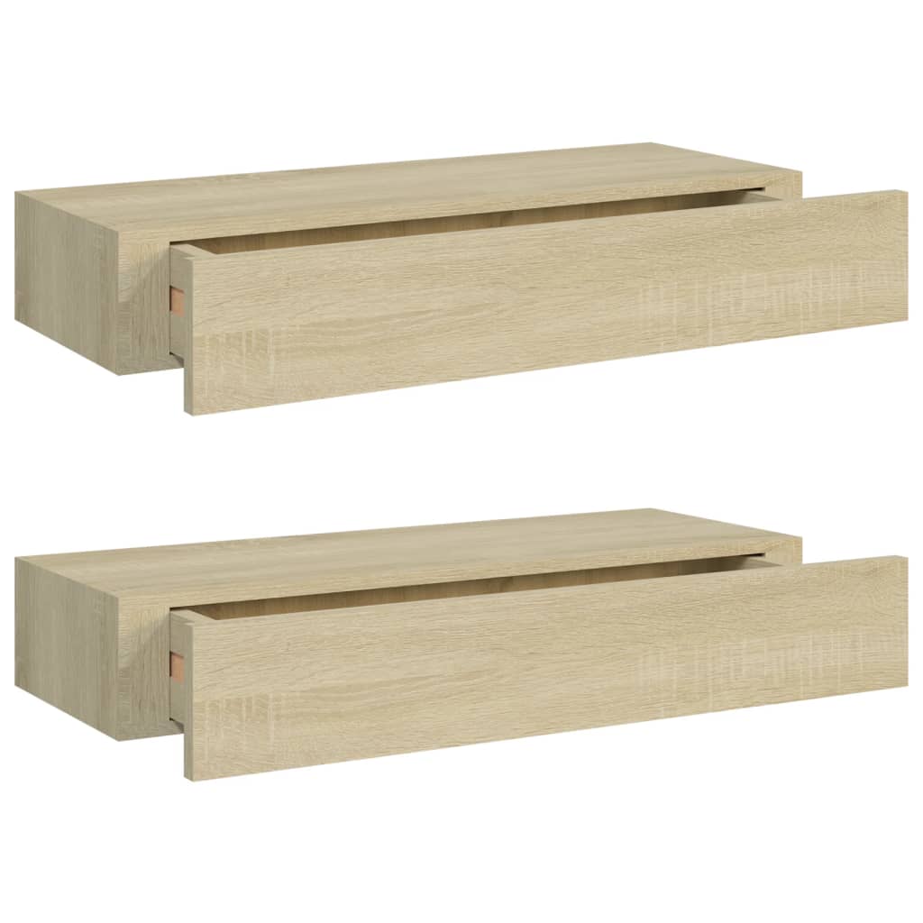 sahtlitega seinariiulid, 2 tk, tamm, 60 x 23,5 x 10 cm, MDF