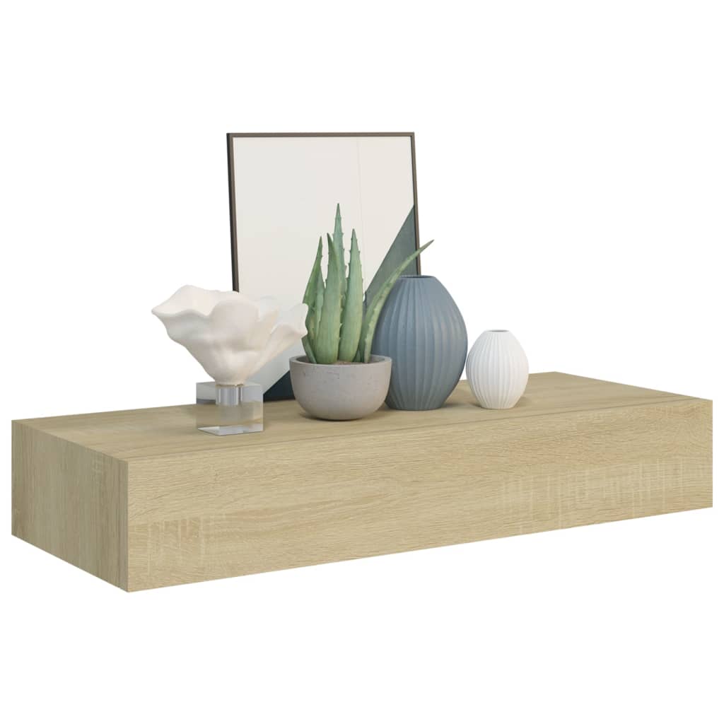 sahtlitega seinariiulid, 2 tk, tamm, 60 x 23,5 x 10 cm, MDF