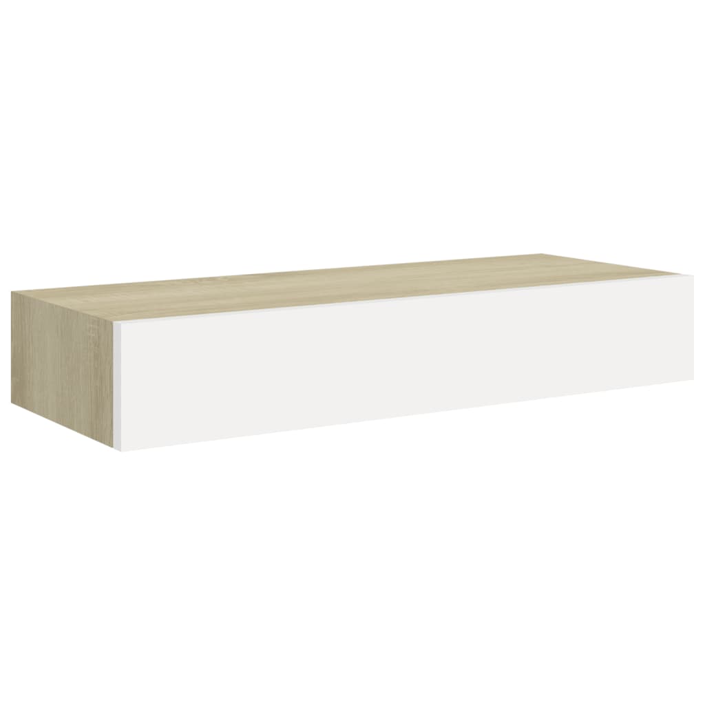 sahtliga seinariiulid, 2 tk, tamm ja valge, 60x23.5x10cm, MDF