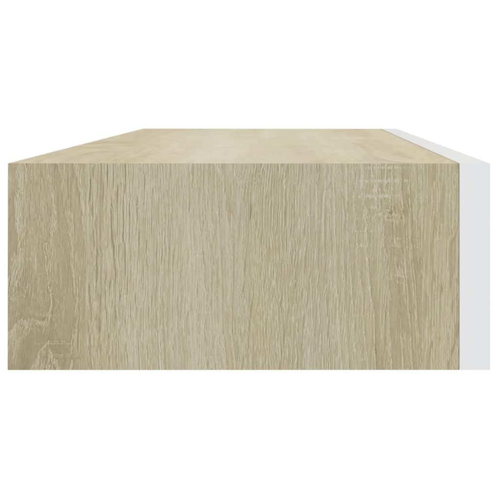 sahtliga seinariiulid, 2 tk, tamm ja valge, 60x23.5x10cm, MDF