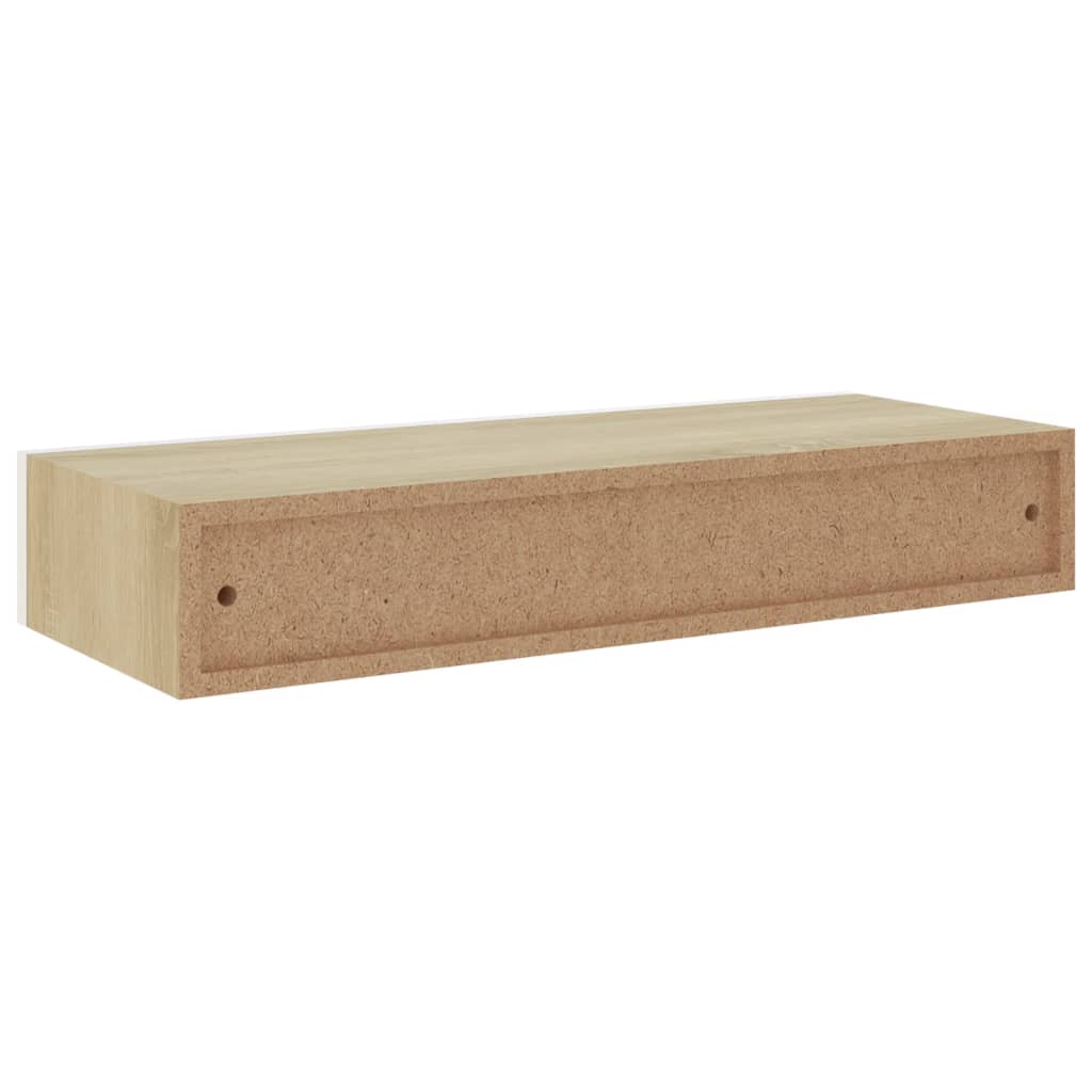 sahtliga seinariiulid, 2 tk, tamm ja valge, 60x23.5x10cm, MDF