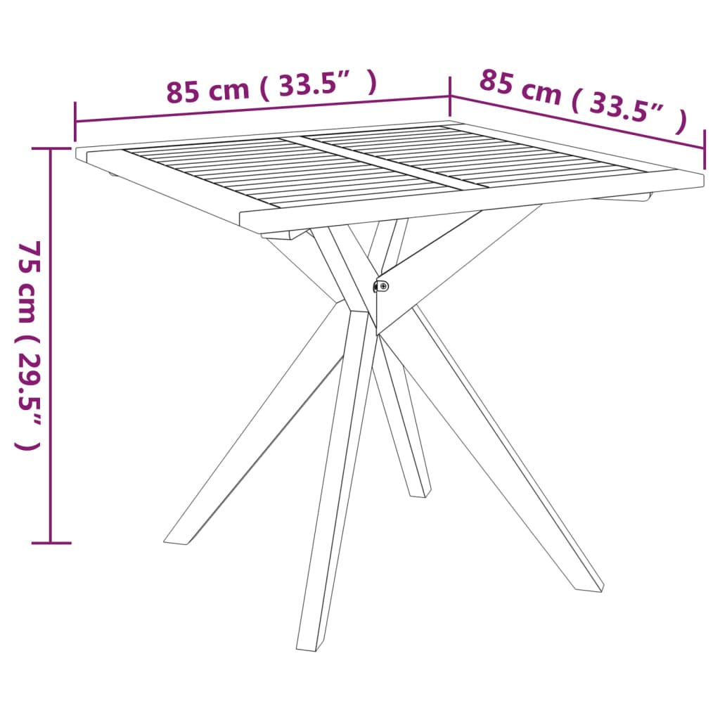 садовый стол 85 x 85 x 75 см, дерево акация