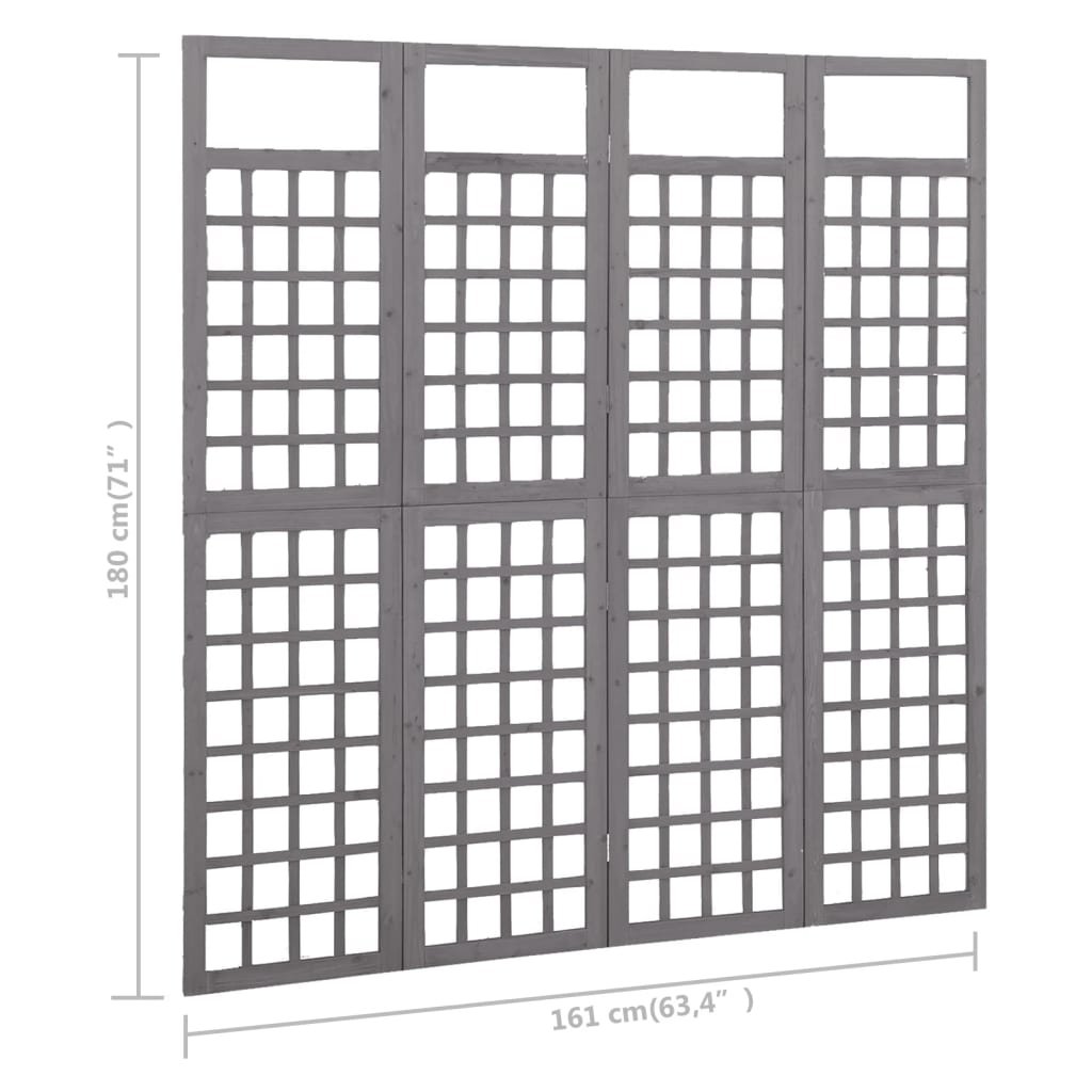 4 paneeliga sirm/ronitaimede alus, hall, kuusepuit, 161x180 cm