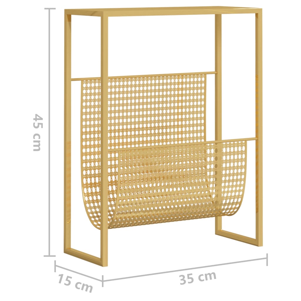 подставка для журналов, золото, 35 x 15 x 45 см, сталь