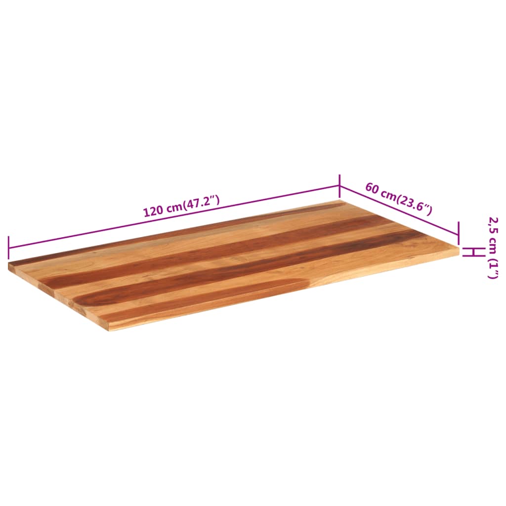 lauaplaat, 120x60x(2,5-2,7) cm, akaatsiapuit