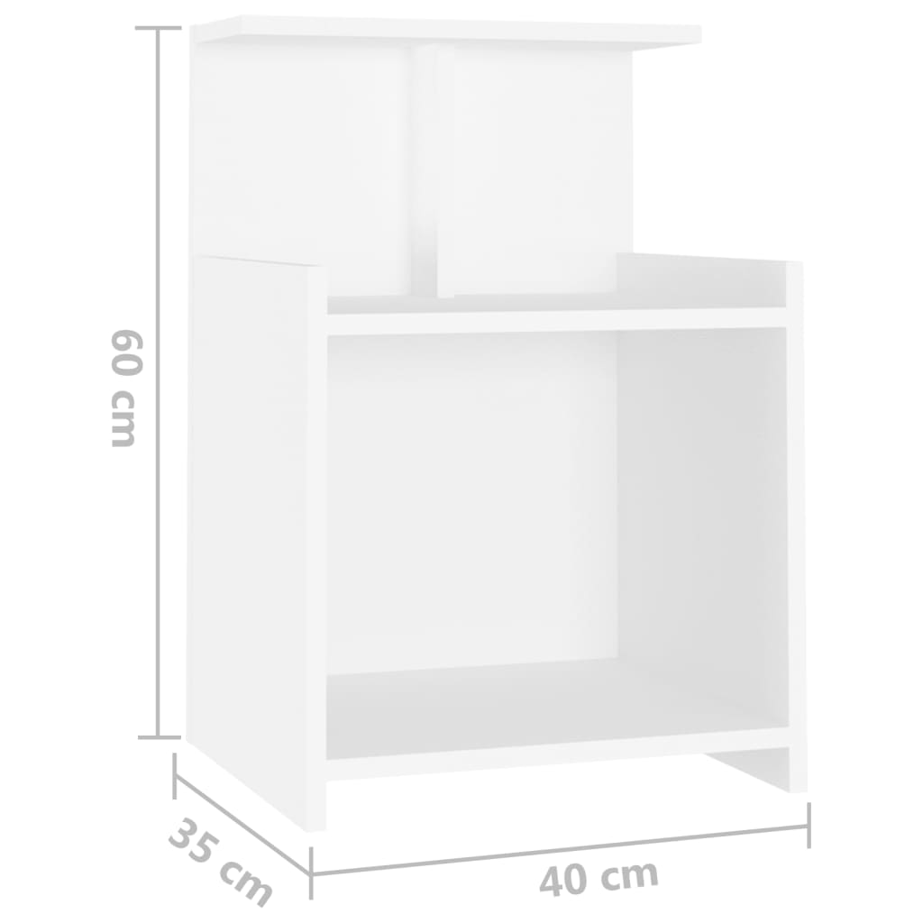 тумбочки прикроватные 2 шт., белые, 40x35x60 см, искусственное дерево