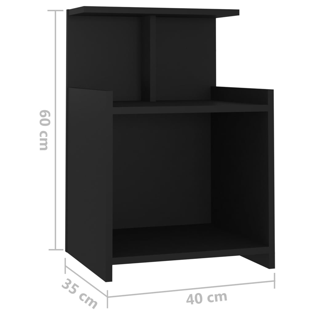 тумбочки прикроватные 2 шт., черные, 40x35x60 см, искусственное дерево