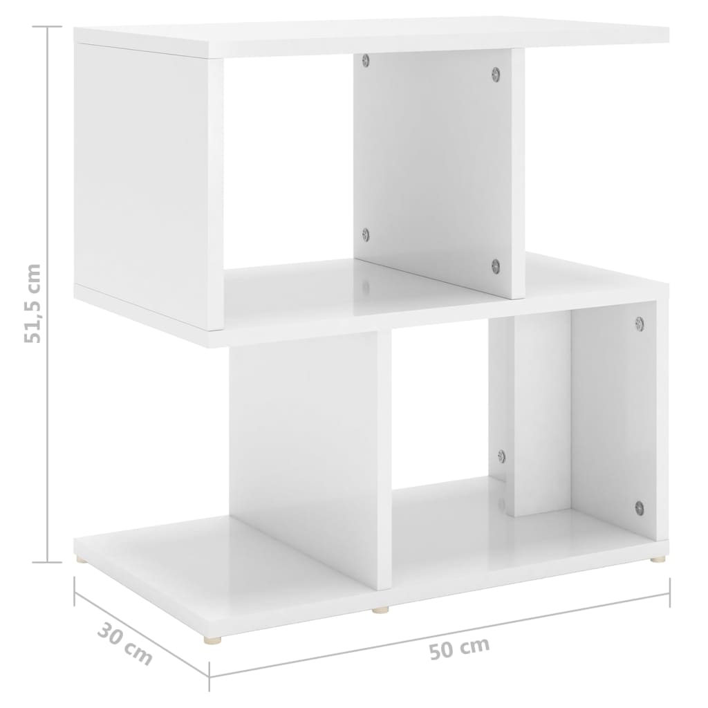 тумбочка прикроватная 2 шт., глянцевая белая, 50 x 30 x 51,5 см, искусственное дерево