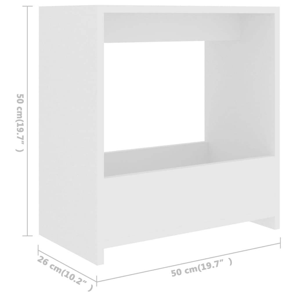 приставной столик, белый, 50x26x50 см, искусственное дерево