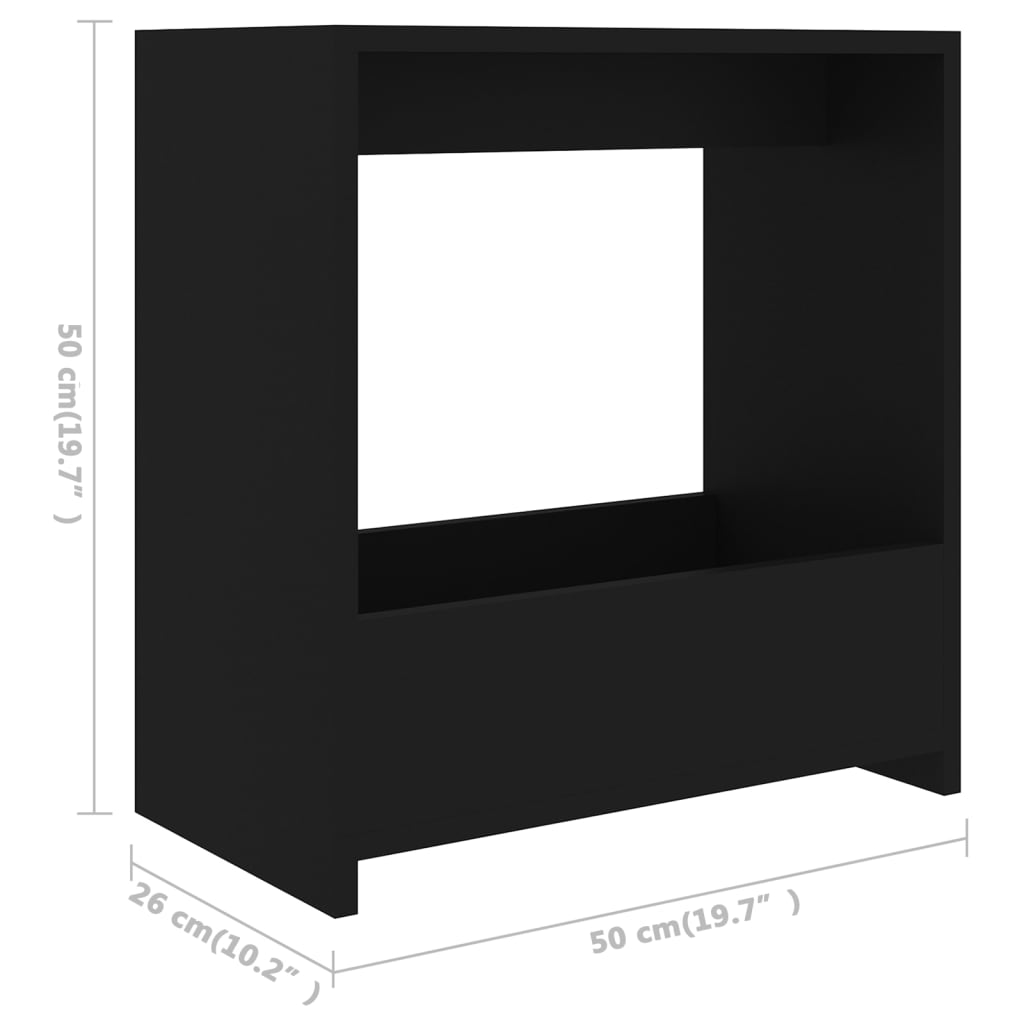 приставной столик, черный, 50 x 26 x 50 см, искусственное дерево