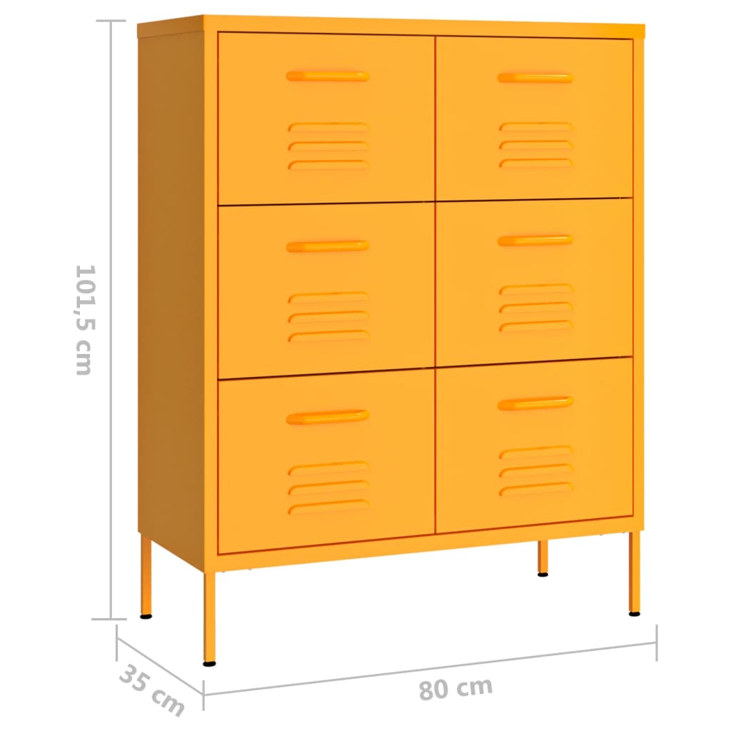 kummut, sinepikollane, 80 x 35 x 101,5 cm, teras