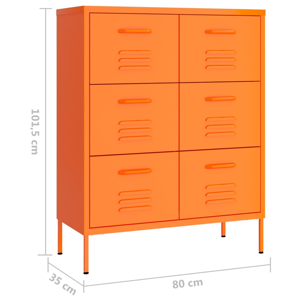 kummut, oranž, 80 x 35 x 101,5 cm, teras