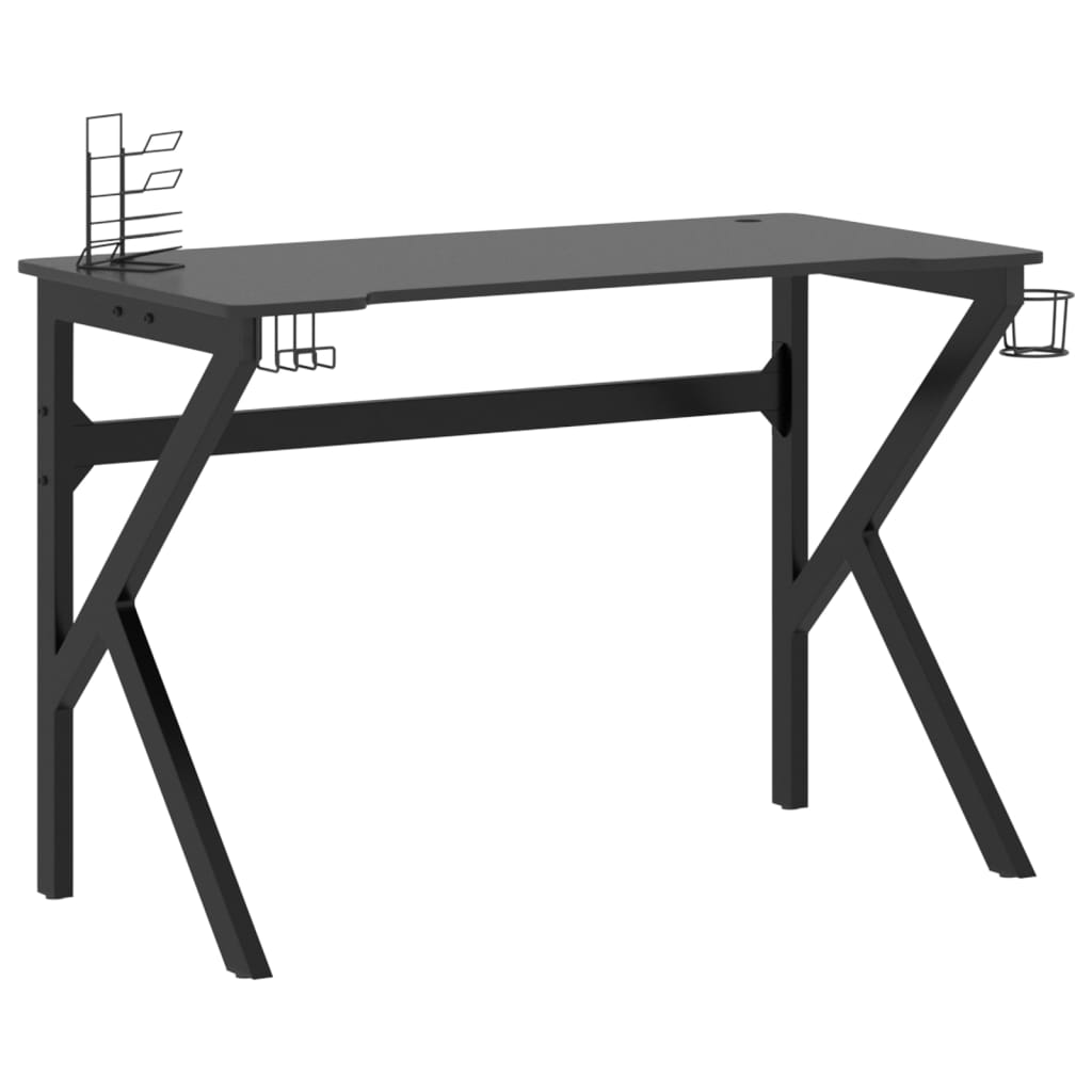 Игровой компьютерный стол с К-образными ножками, черный, 110x60x75 см