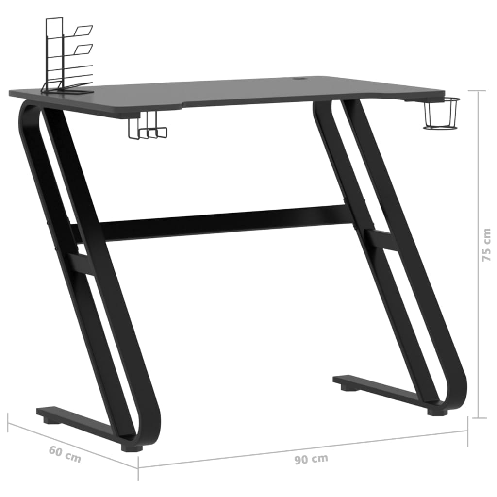 mänguri arvutilaud ZZ-jalgadega, must, 90x60x75 cm