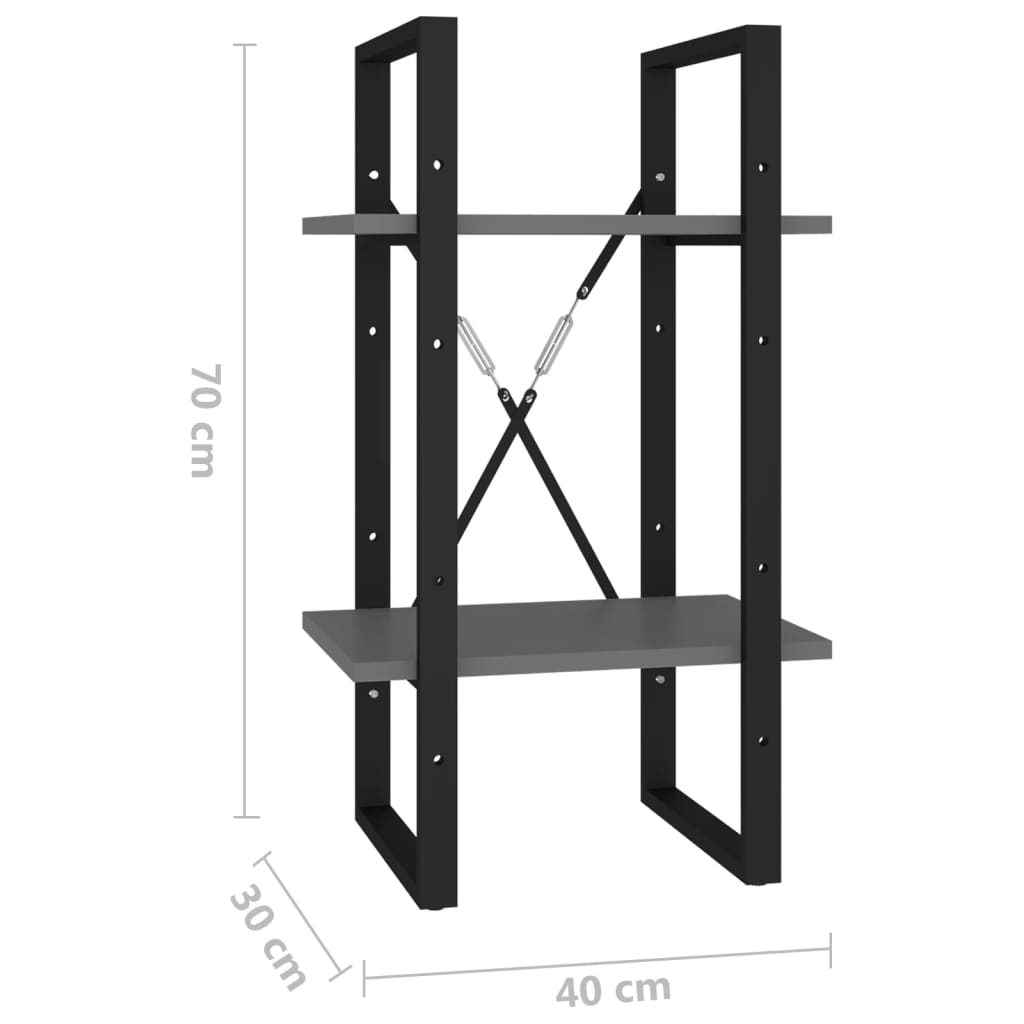 Двухъярусная книжная полка, черная, 40x30x70 см, искусственное дерево