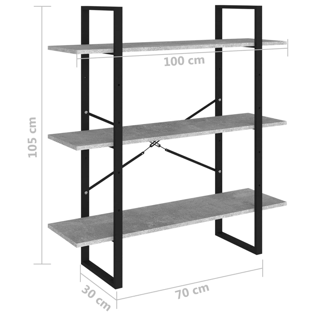 полка любительская, бетонно-серый, 100 x 30 x 105 см, искусственное дерево