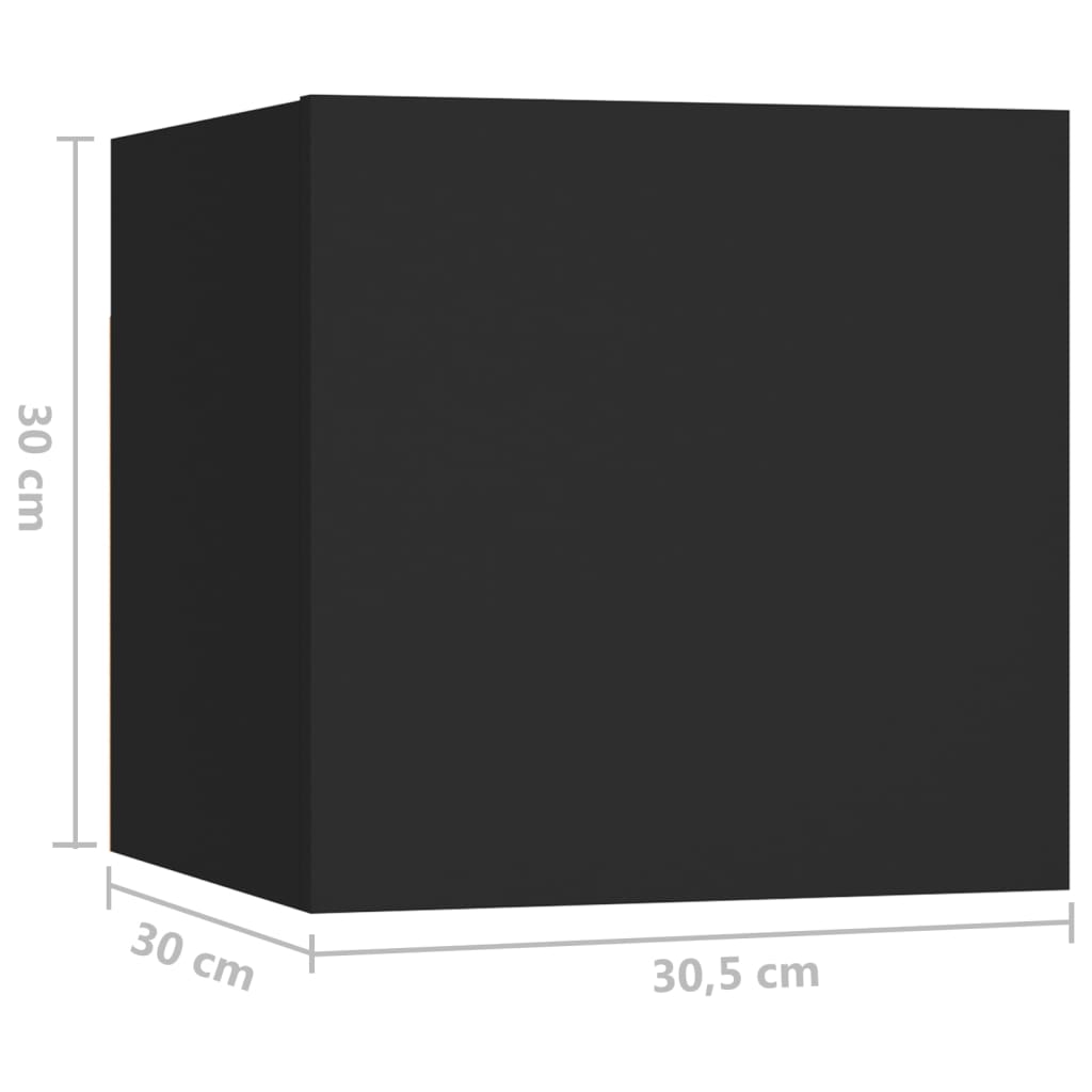 тумбочки прикроватные 2 шт., черные, 30,5x30x30 см, искусственное дерево