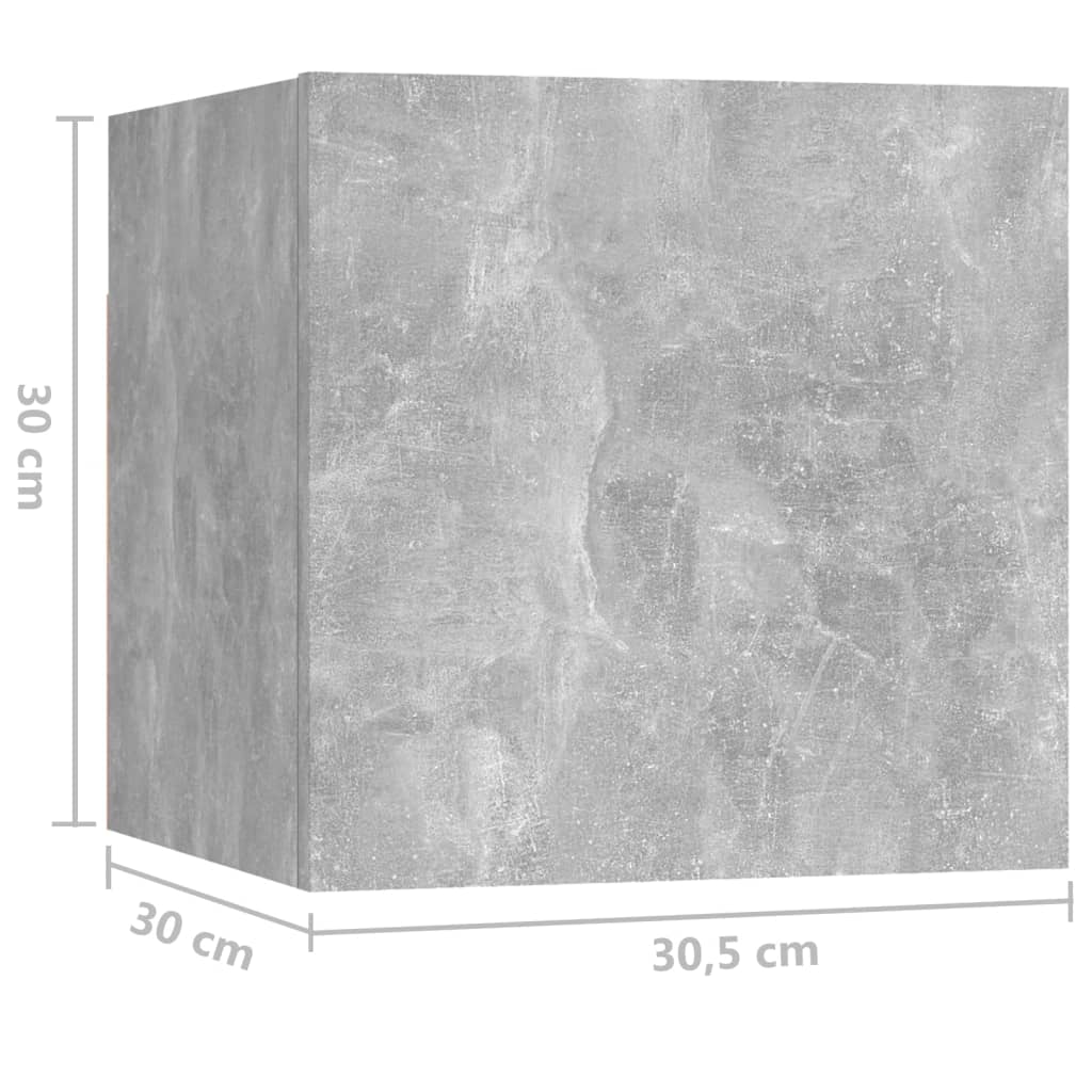 тумбочка прикроватная, бетонно-серый, 30,5x30x30 см, искусственное дерево